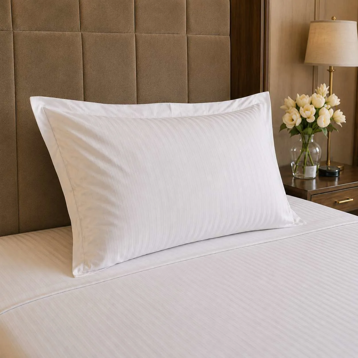 Otel Oxford Yastık Kılıfı 60x80 cm - 93 Tel Çizgili/Düz Pamuk-Polyester