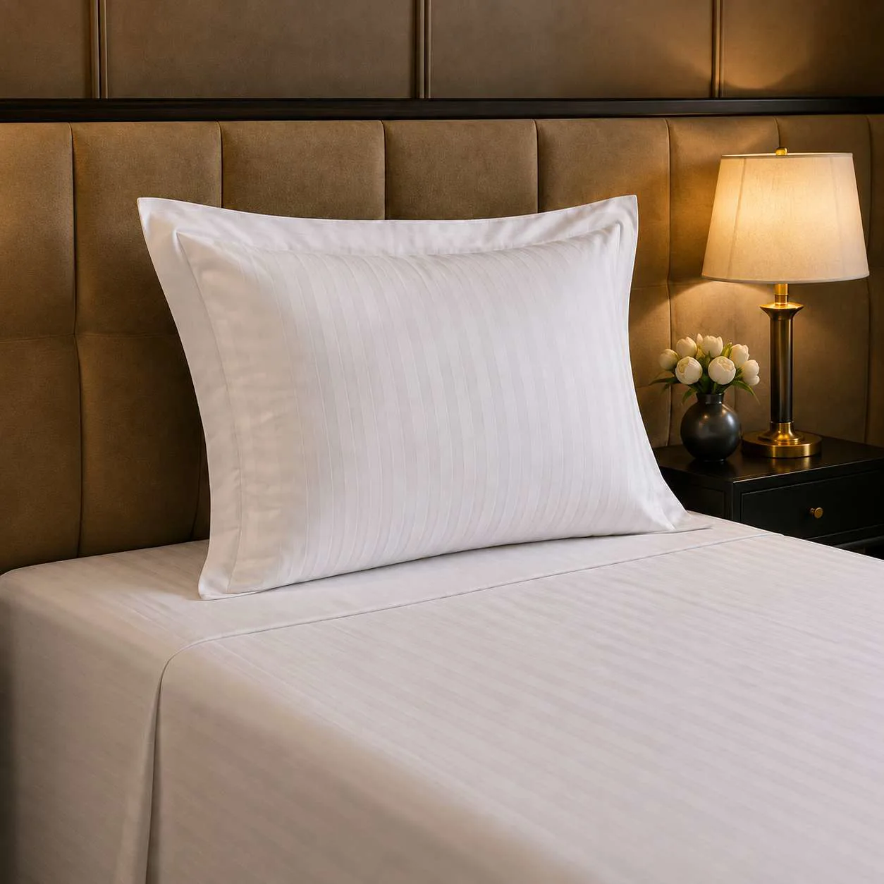 Otel Yastık Kılıfı 50x70 cm - 83 Tel 40/1 İp Çizgili/Düz Pamuklu