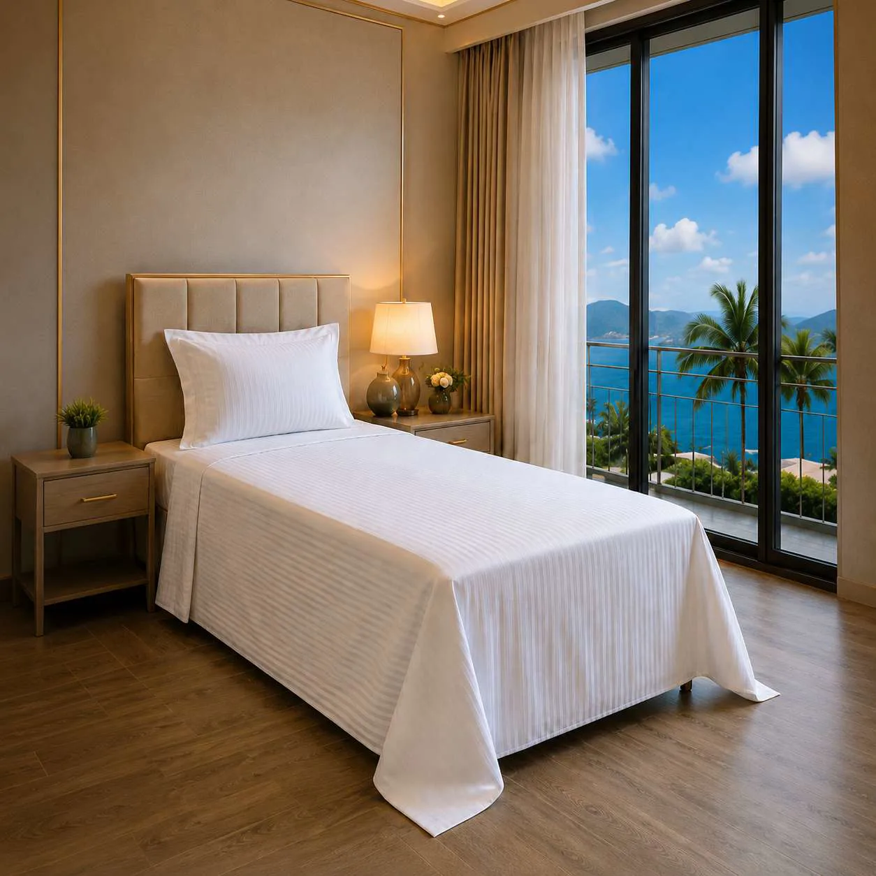 Otel Tek Kişilik Çarşaf 180x280 cm - 63 Tel 30/1 İp %100 Pamuklu