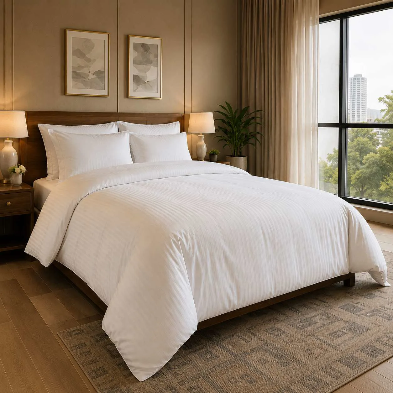Otel Çift Kişilik Çarşaf 280x280 cm - 63 Tel Optik Pamuk-Polyester